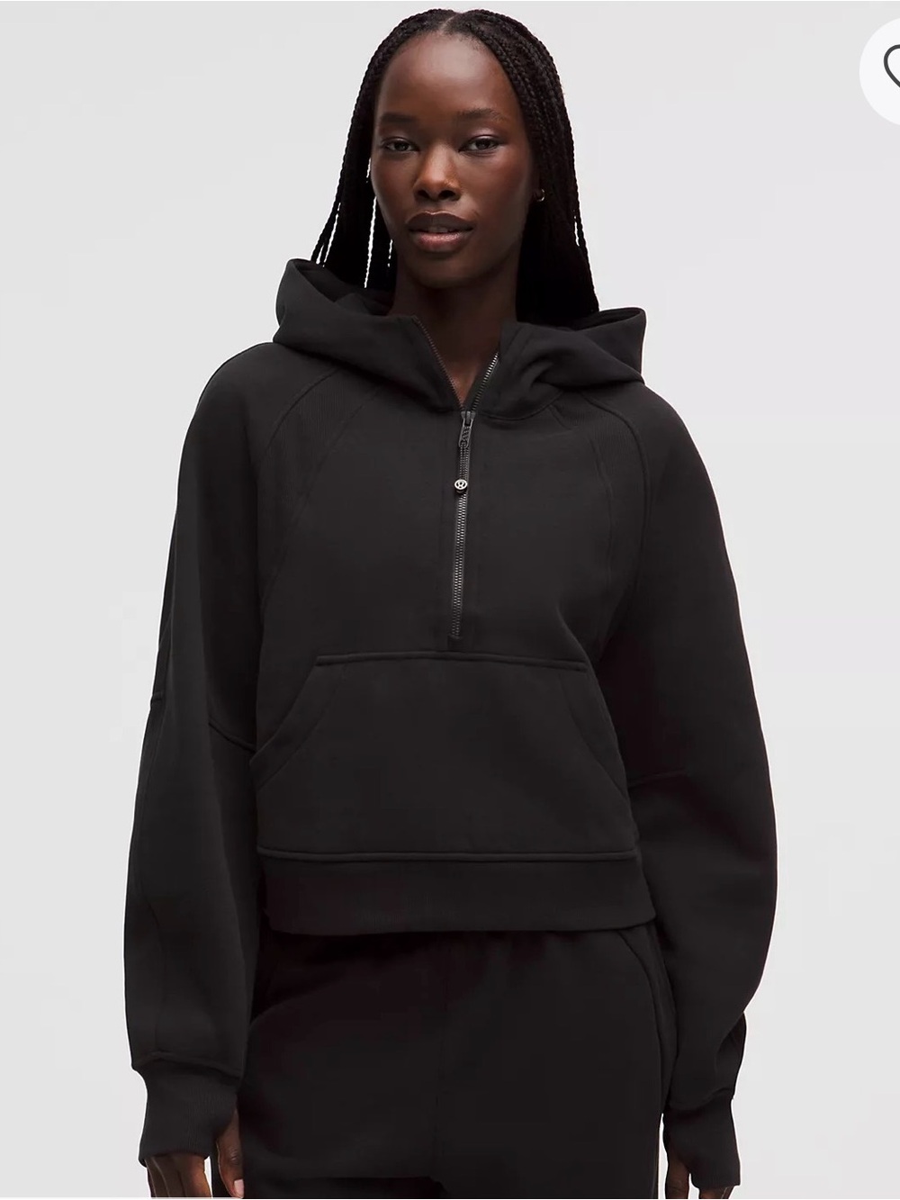 lululemon athletica Black Cropped Half-Zip Hoodie